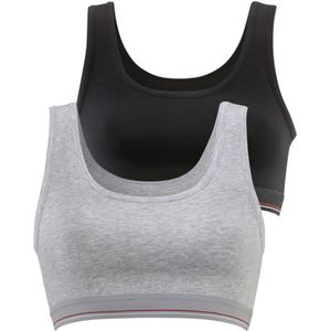 Zwart/Grijs Mêlee - Bralette - Jersey - Elastisch - Niet Gevoerd