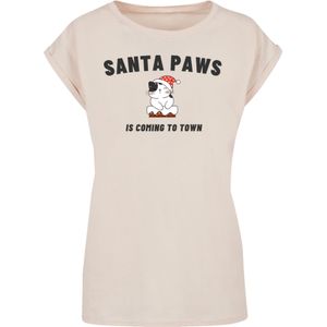 F4NT4STIC Shirt 'Santa Paws Christmas Cat'  sand / rood / zwart / wit