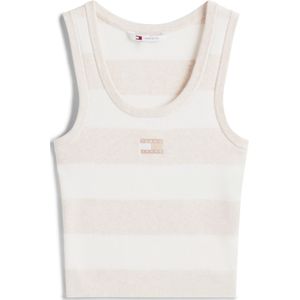 Tommy Jeans - Crop Stripe Tank Sweater - Beige - Crop Top