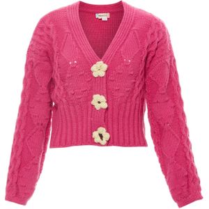 ebeeza Gebreid vest  ecru / pink