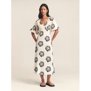 St MRLO Jurk 'Palm'  navy / wolwit