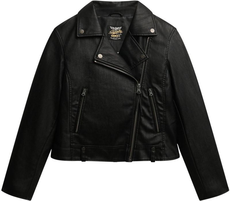 Superdry - Tussenjas - Zwart - Bikerjack - Imitatieleder
