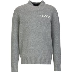 19V69 ITALIA Trui 'Anteo'  grijs gemêleerd / wit