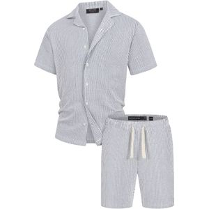 INDICODE JEANS Pyjama kort 'Lino'  marine / wit