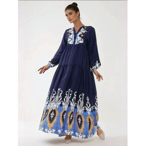 Hiccup Blousejurk  camel / blauw / marine / wit