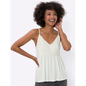 Ecru Spaghetti Top - V-hals - Mouwloos - 95% Viscose - 5% Elastaan