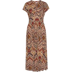 Lascana - Midi-jurk - Bruin Gedessineerd - Etnische Print - V-hals