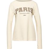 STREET ONE - Shirt - Soft Beige - Lange Mouwen - Wording Print in Leo-look