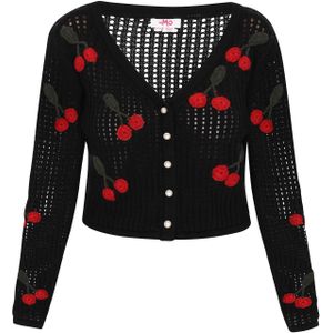 MYMO - Fashion Look - Gebreid Vest - Donkergroen - Rood - Zwart