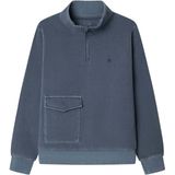 Hackett London - Sweatshirt - Marine - Halve Rits - Normale Pasvorm
