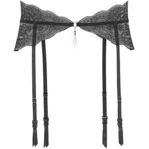 Lascana - Jarretelgordeltje - Zwart - Fijne Gebloemde Kant - Transparante Look