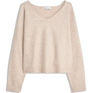 Bershka - Gebreide Trui - Beige - Wijde Pasvorm - Lange Mouw
