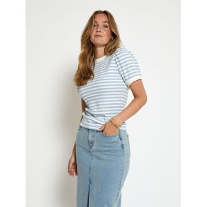 minus Shirt 'Johanna'  lichtblauw / wit