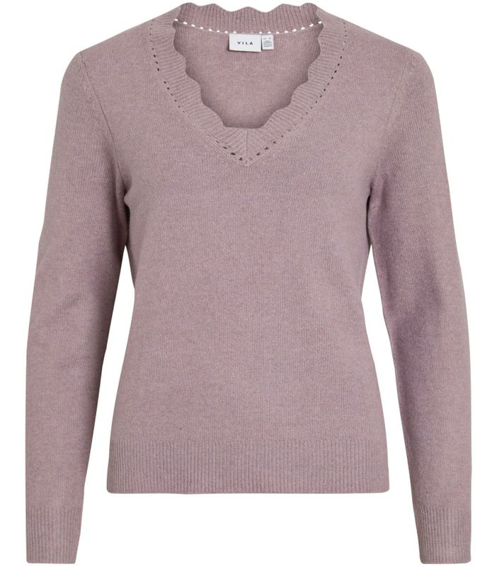 Vila - Nikolina - Gebreide Top - V-hals - Lange Mouwen