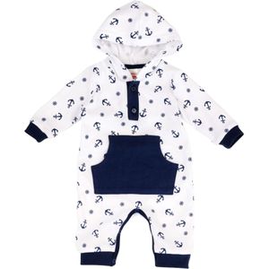 Makoma Rompertje/body  donkerblauw / wit