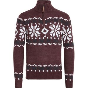 !Solid Trui 'Norwin'  navy / wijnrood / wit