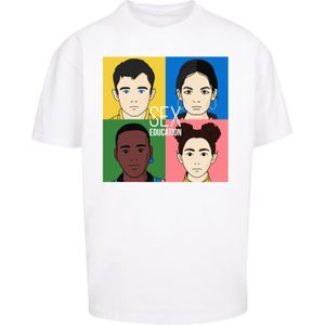 F4NT4STIC Shirt 'Sex Education Netflix TV Series'  blauw / geel / zwart / wit