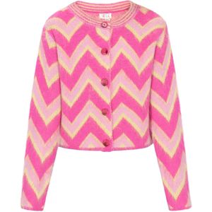 IZIA Gebreid vest  geel / pink / lichtroze
