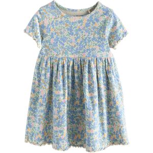 Next Jurk  duifblauw / lichtgroen / oranje / oudroze