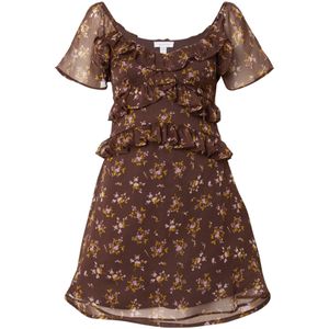 TOPSHOP - Blousejurken - Donkerbruin - Bloemenprint - Korte Lengte