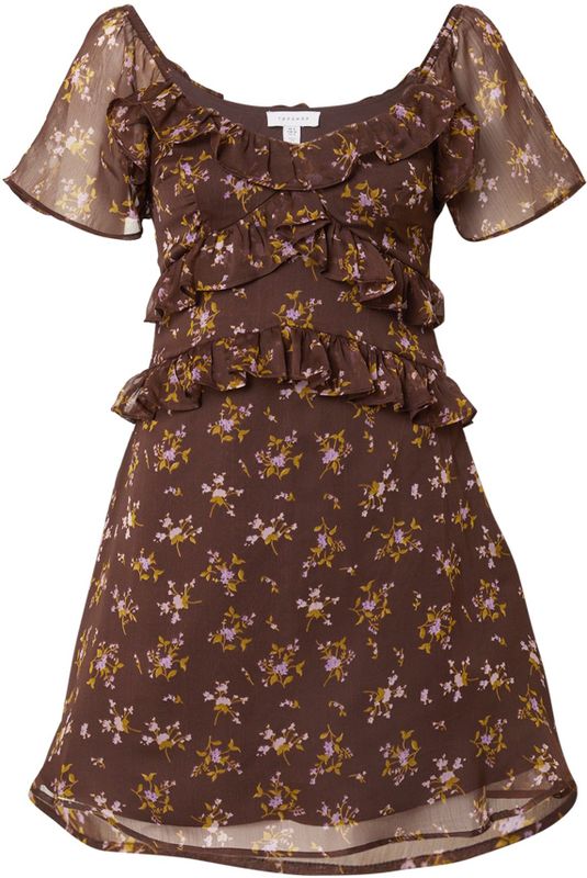 TOPSHOP - Blousejurken - Donkerbruin - Bloemenprint - Korte Lengte