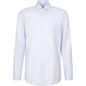 Seidensticker - Flanellen Overhemd - Zwart - Regular 1/1 Kent Kraag Structuur