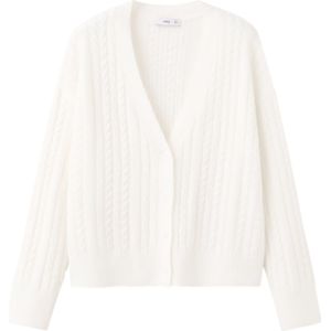 MANGO Gebreid vest 'Talcore'  crème