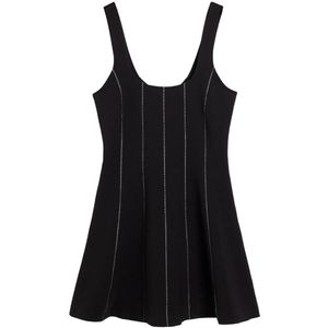 Desigual - Jurk - Grijs/Zwart - Cocktailjurk - Mouwloos - Slanke Pasvorm