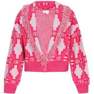 IZIA Gebreid vest  lichtblauw / pink / lichtroze / rood