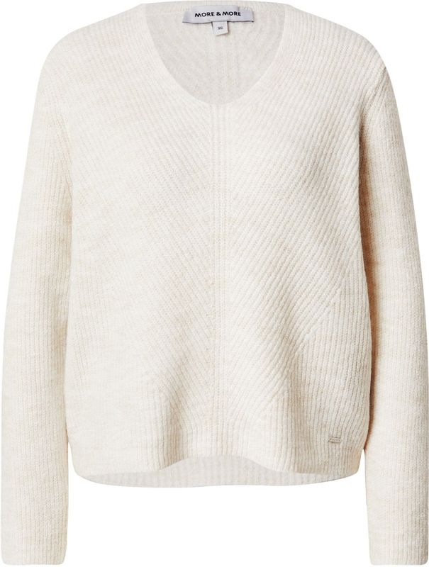 MORE & MORE - Trui - Crème - Gebreid - V-hals - Losse Pasvorm