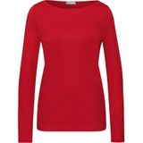 Street One - Lanea - Dames Basic Shirt - Rood - Lange Mouwen