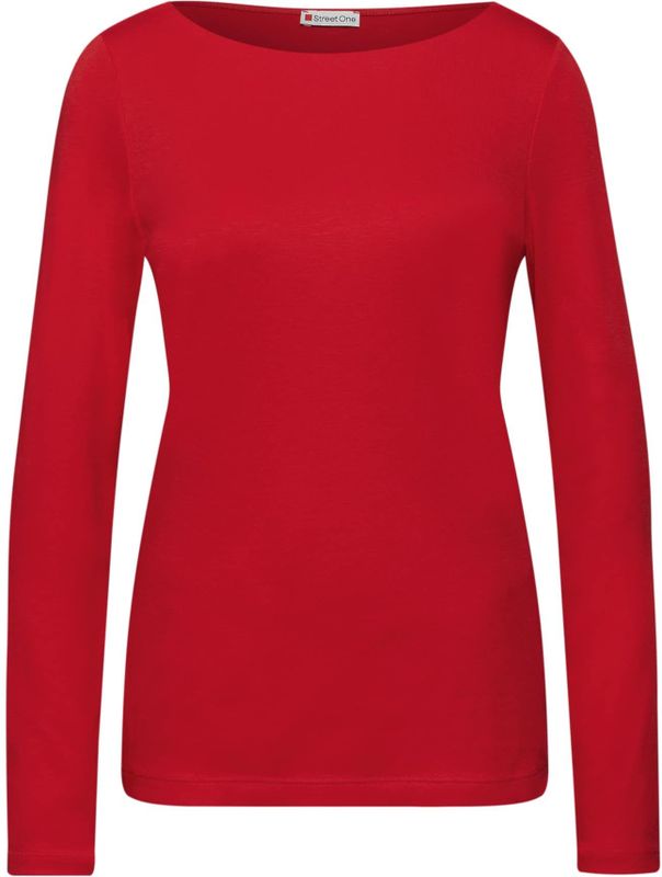 Street One - Lanea - Dames Basic Shirt - Rood - Lange Mouwen