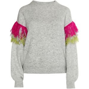 IZIA Trui  grijs gemêleerd / lichtgroen / fuchsia