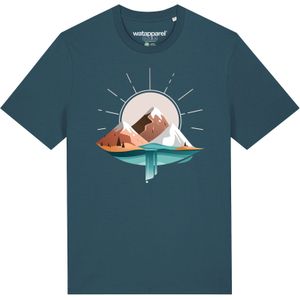 Watapparel Shirt 'Sunrise & Lake'  beige / grijs / petrol / wit