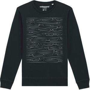 Watapparel Sweatshirt ' Doodle Cats '  zwart / wit