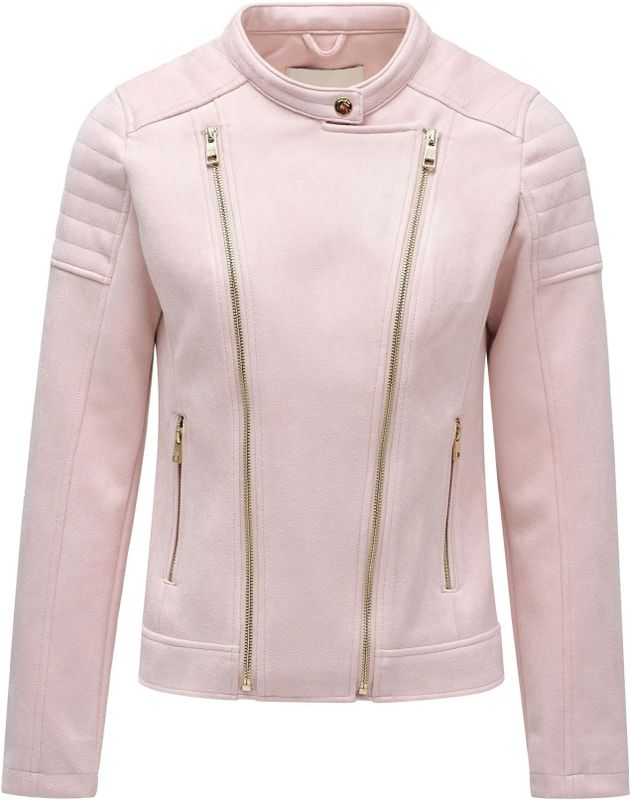 Salsa Jeans - Suede Moto Jas - Slim Fit - Hoge Hals - Lange Mouwen - Ritssluiting