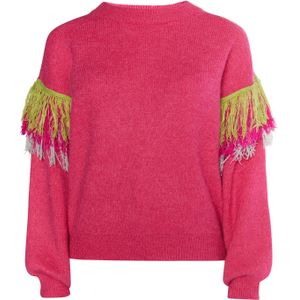 IZIA Trui  lichtgrijs / limoen / magenta