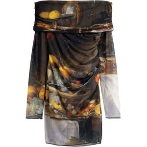 Bershka Jurk  groen / oranje / zwart