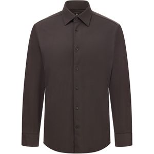 Boggi Milano - Overhemd - Donkerbruin - Lange Mouw - Normale Pasvorm