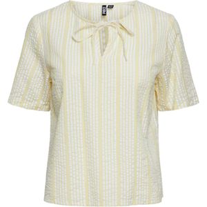 PIECES Blouse 'PCTessa'  lichtgeel / wit