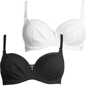 PETITE FLEUR - BH - Zwart/Wit - Demi Cup - 2 Pack
