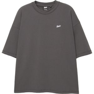 Pull&Bear Shirt  donkergrijs / wit
