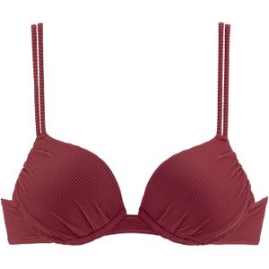 Sunseeker - Push-upbikinitop - Roestrood - Fancy - Gewatteerd met Beugel