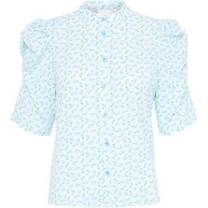 ICHI Blouse 'IHKate'  lichtblauw / groen / wit