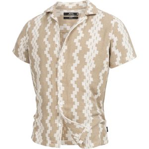 INDICODE JEANS Overhemd 'Cosby'  beige / wit