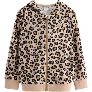 Lindex - Sweatvest - Beige - Dierenprint - Fluweel/Nicky Velours