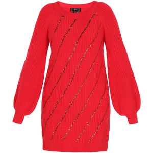 faina Gebreide jurk  rood