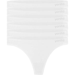 Yenita - String - Wit - 6er Pack - Jersey - Mid Waist