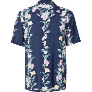 Lindbergh Overhemd 'Resort'  donkerblauw / lichtgeel / groen / sering