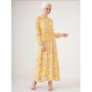 Bigdart Blousejurk  citroengeel / bloedrood / wit